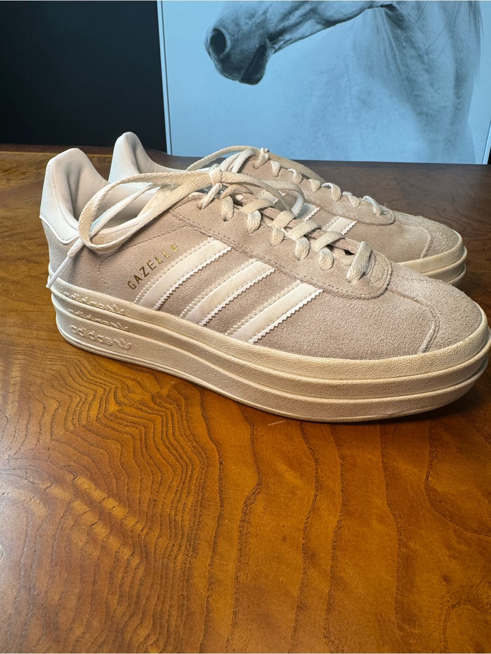 Adidas Gazelle Gray and white shoes size 6 barely worn.